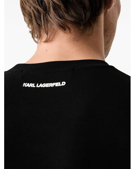 Karl Lagerfeld Black Logo-Print Crew-Neck T-Shirt for men