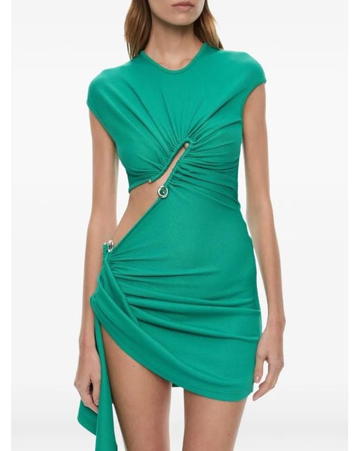 Christopher Esber Green Droplet Crystal-Embellished Draped Mini Dress