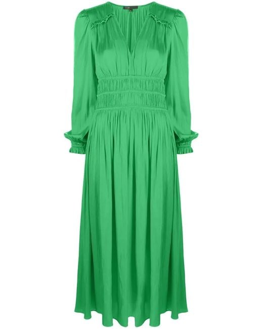 Maje Green Riannette Flared Midi Dress