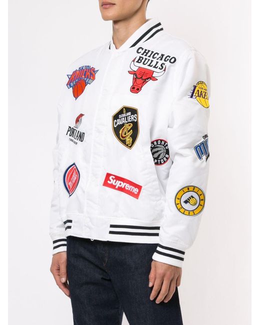 Supreme Satin Nike/nba Teams Jacket in White for Men Lyst