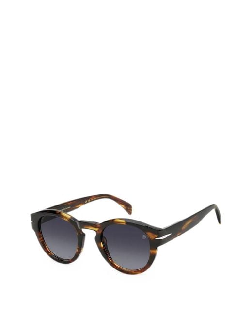 David Beckham Black Round-Frame Tortoiseshell-Effect Sunglasses for men
