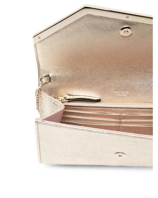 Jimmy Choo Natural Glitter-Effect Envelope Wallet