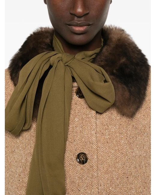 Valentino Garavani Natural Sleeveless Tweed Cape