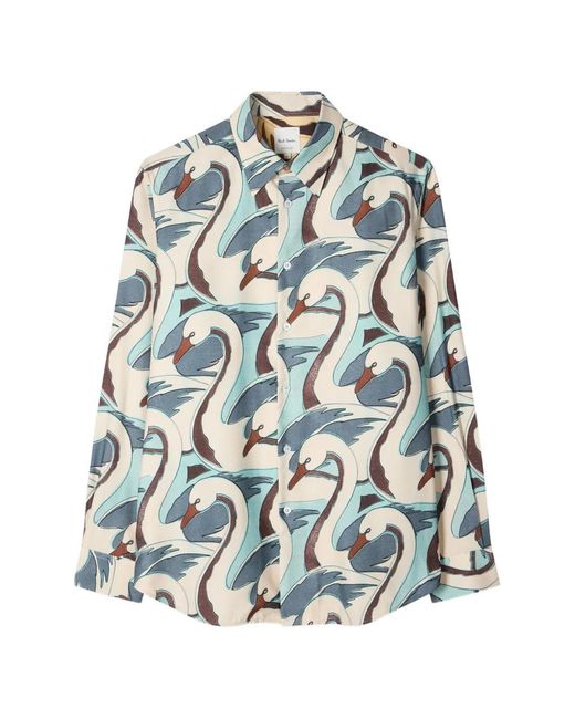 Paul Smith Blue Swan Patterned Shirt for men