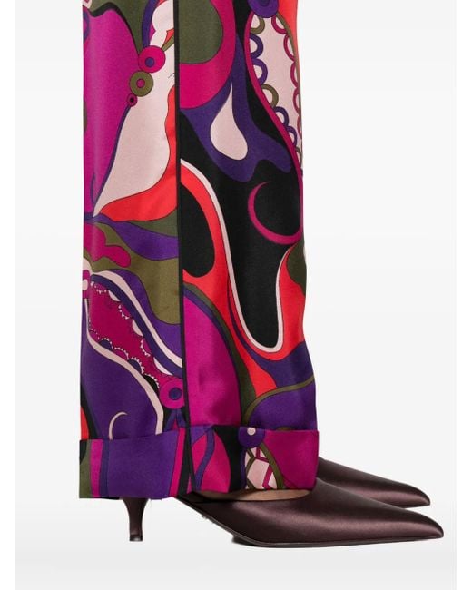 Emilio Pucci Purple Abstract-Print Trousers