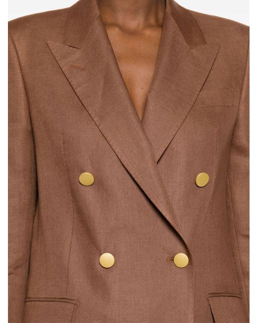 Tagliatore Brown Doppelreihiger Blazer aus Leinen