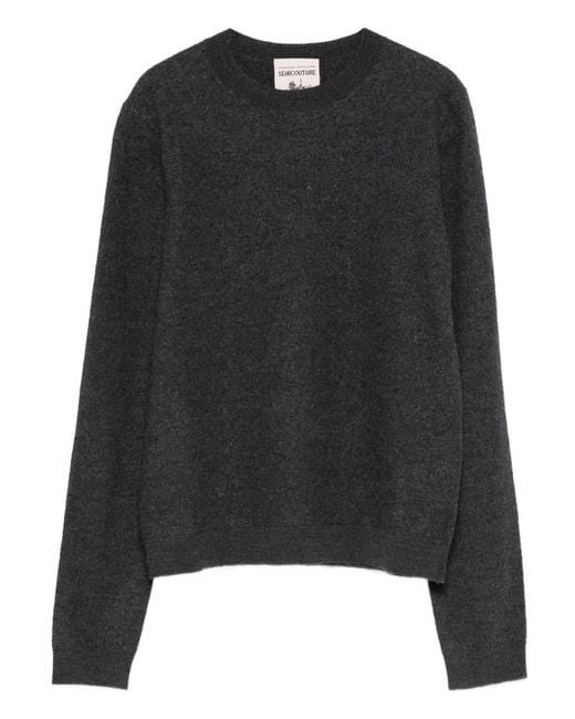Semicouture Black Crew-Neck Sweater