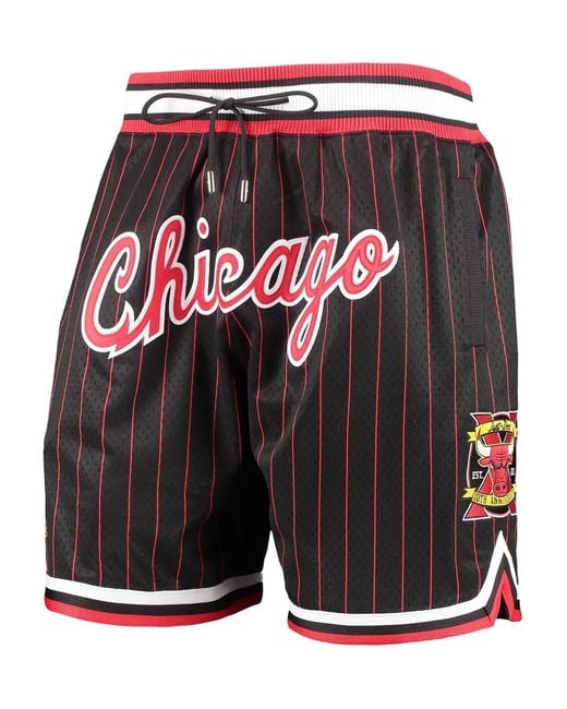 Mitchell & Ness Black Pinstripe Drawstring Shorts for men