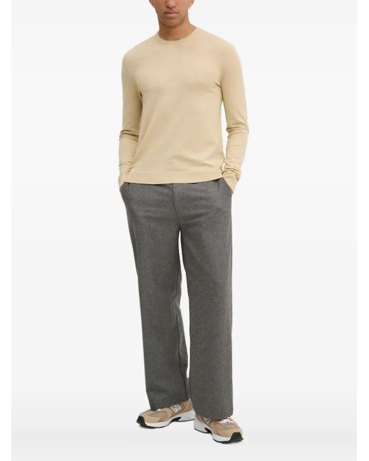HUGO Natural Round-Neck Long-Sleeve Sweater for men