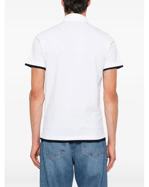 Jeordie's White Contrast-Trim Polo Shirt for men