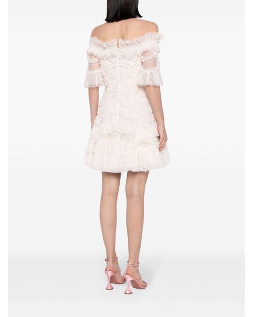 Needle & Thread Lisette Mini-jurk Met Ruches in het White