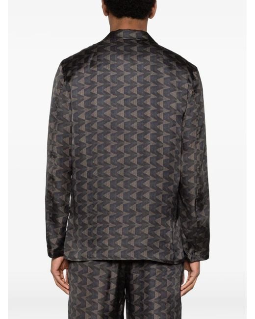 Giorgio Armani Gray Geometric-Patterned Blazer for men