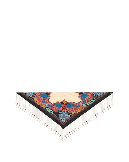 Etro White Printed Silk Foulard