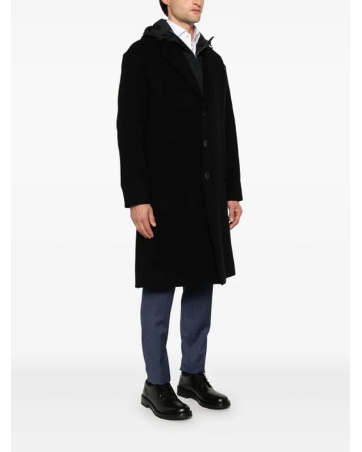 Herno Black Hooded Coat for men