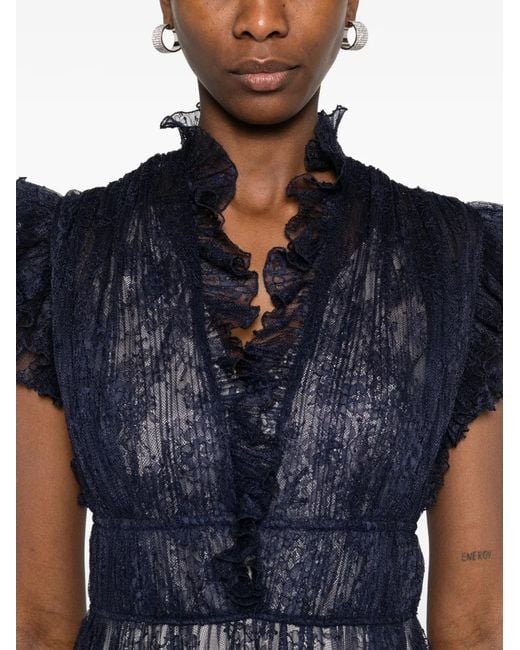 Alberta Ferretti Blue Polyamide Lace Dress