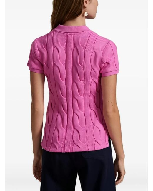 Polo Ralph Lauren Cable-knit Cotton Polo Shirt Pink