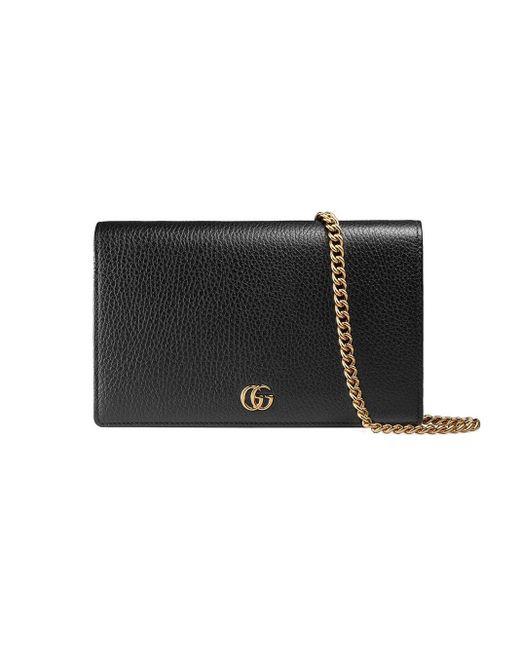 black gucci crossbody with gold chain