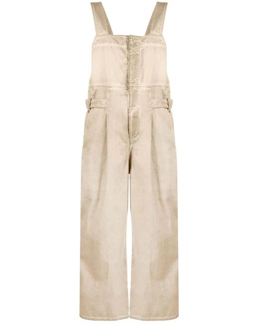 Uma Wang Natural Distressed Cotton Dungarees