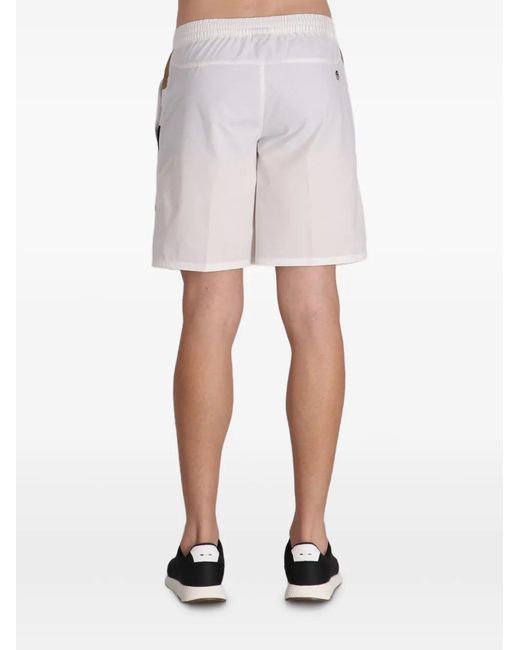 Boss White Elasticated-Waist Shorts for men