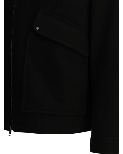 Tagliatore Black Adams Zip-Up Patch-Pocket Jacket for men