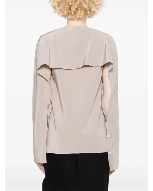 Helmut Lang White Silk Georgette Scarf Blouse