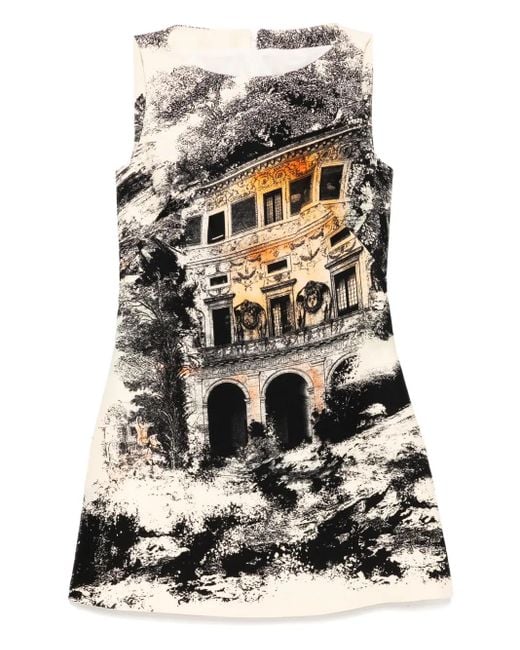 Isabel Sanchis Gray Landscape Print Sleeveless Dress