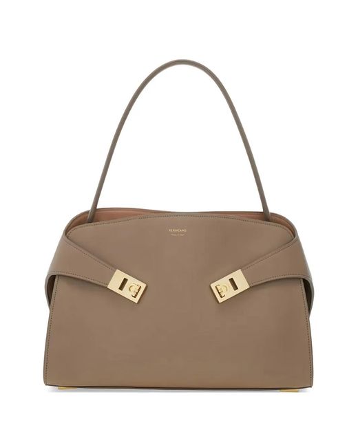 Ferragamo Natural Hug Leather Shoulder Bag