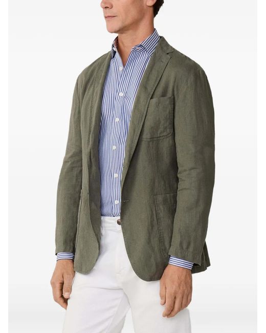 Hackett Green Patch-Pocket Linen Blazer for men