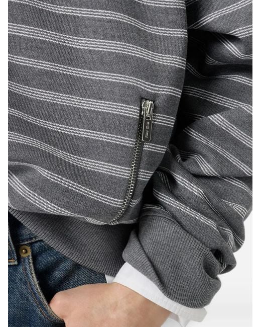Miu Miu Gray Striped Cotton Fleece Jacket