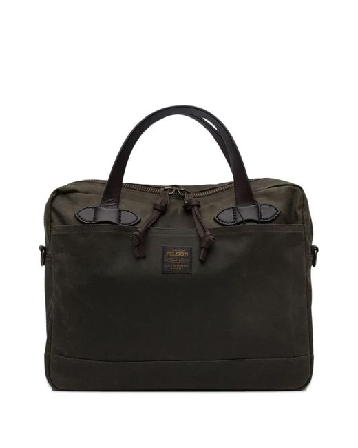 Filson Black Logo-Patch Cotton Shoulder Bag for men