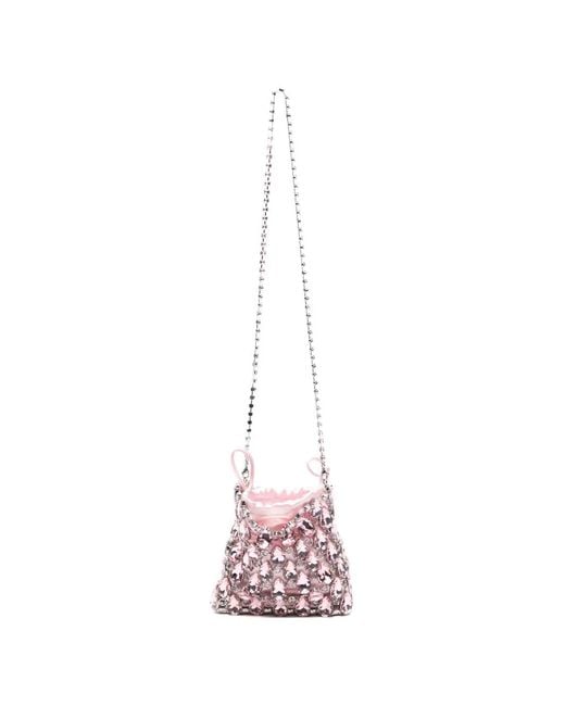 Self-Portrait Pink Crystal Chainmail Mini Bag