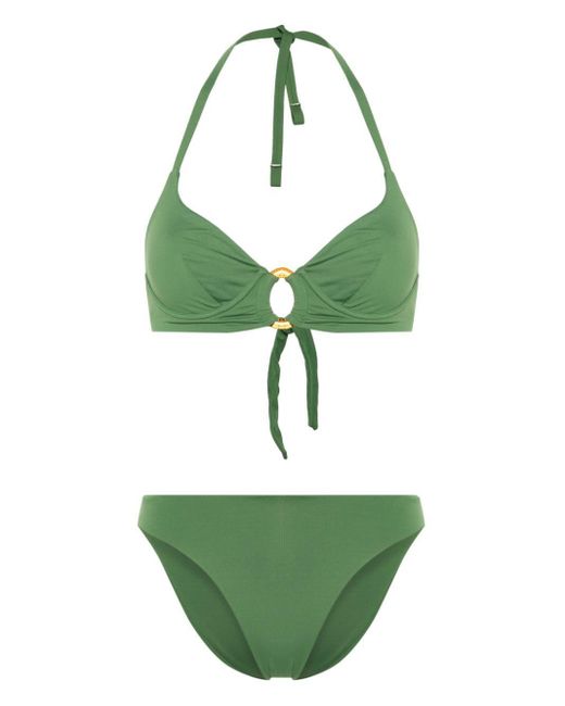 Fisico Green Ring-embellished Bikini