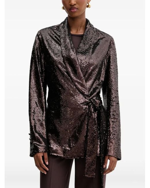 Silvian Heach Black Sequin Tie Blazer