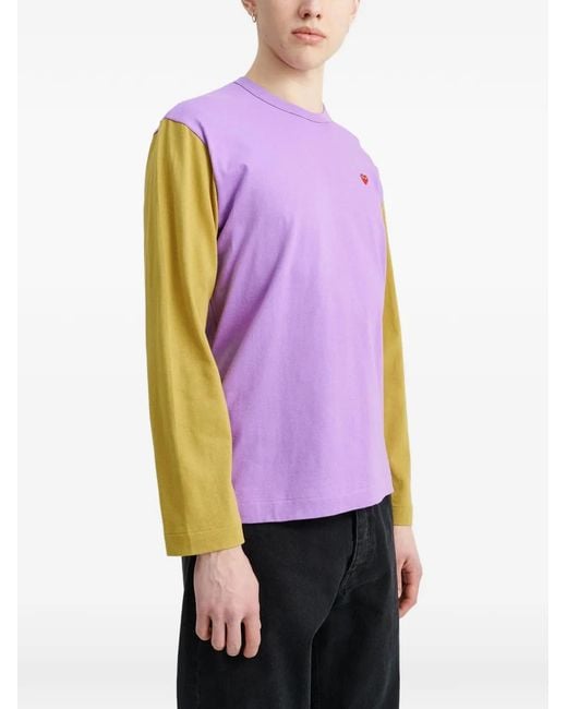 Comme des Garçons Purple Play Heart-Patch Long-Sleeves T-Shirt for men
