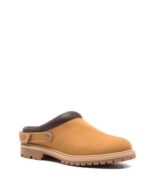 Timberland White Round Logo Mules