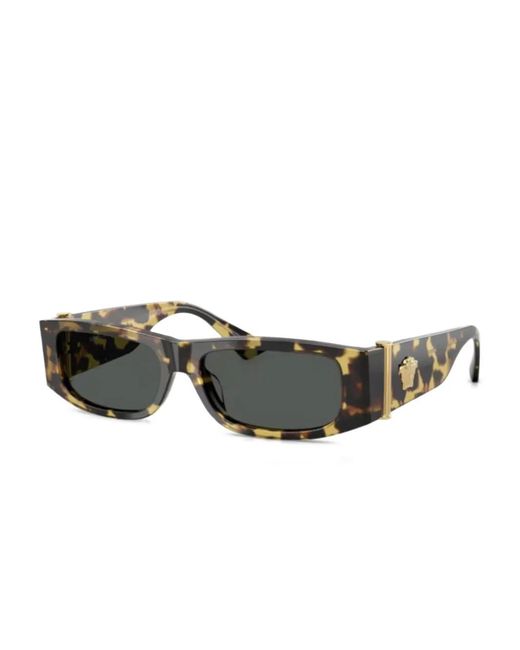 Versace Brown Medusa Head Rectangle-Frame Sunglasses