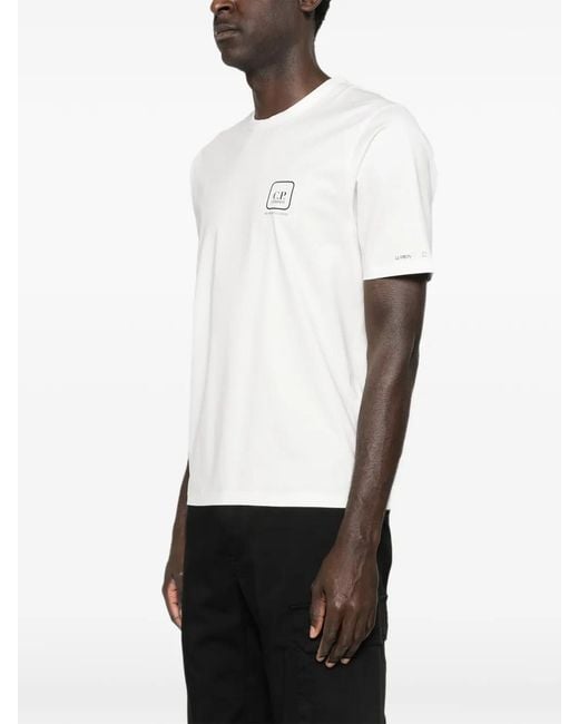 C P Company White Logo T-shirt for men
