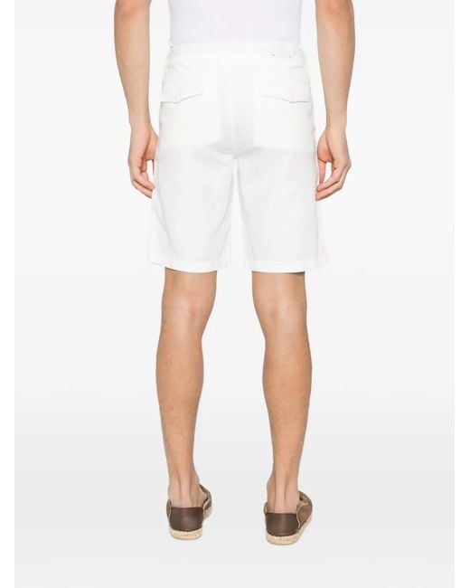 Eleventy White Drawstring Pleated Shorts for men