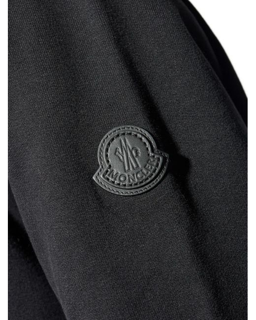 Moncler Blue Leather-Logo Zip-Up Hoodie for men