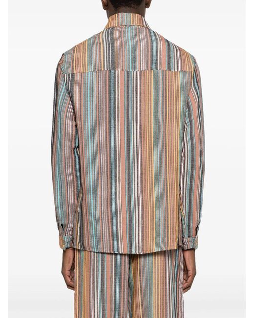 Amir Slama Brown Striped Jacquard Cotton Shirt for men