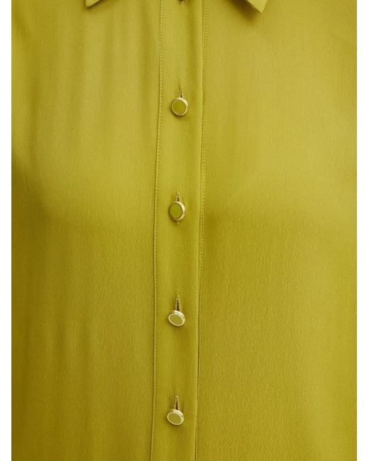 Liu Jo Yellow Pleated Collared Shirt Mini Dress