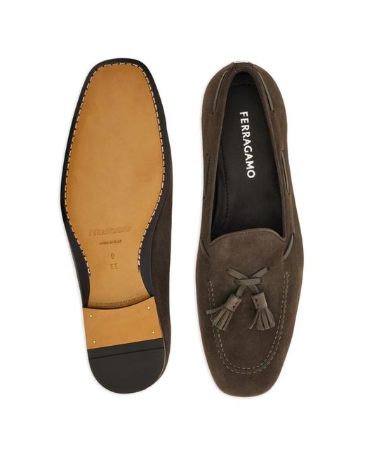 Ferragamo Brown Tassel Loafers for men