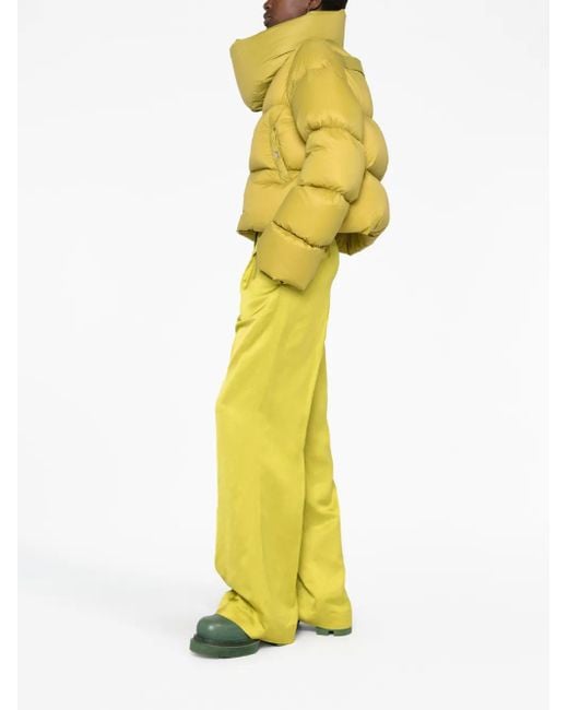 Rick Owens Yellow Funnel-Neck Puffer Jacket