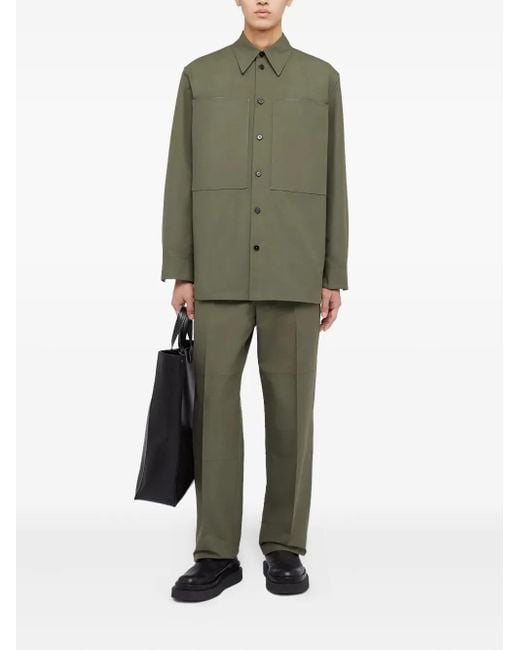 Jil Sander Green Panelled Trousers for men