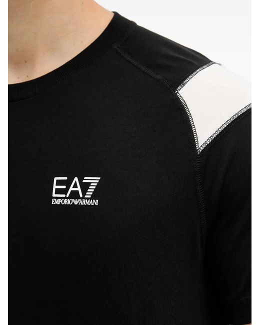 EA7 Black Logo-Print T-Shirt for men