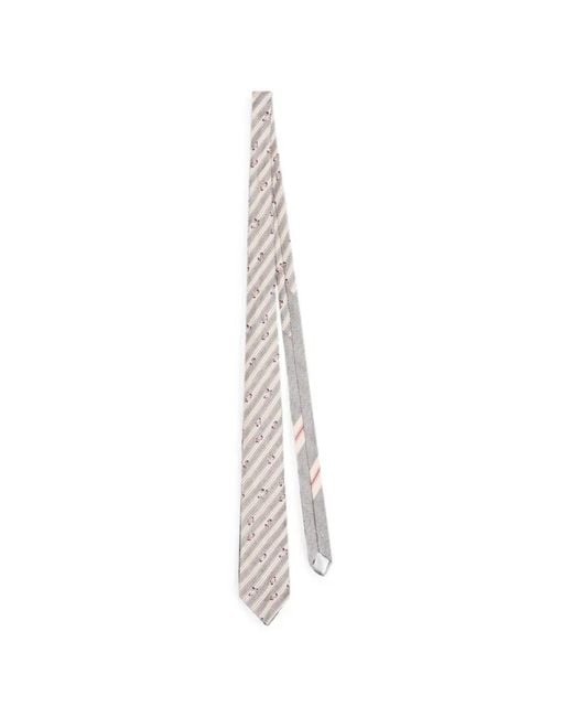 Dries Van Noten White Printed Silk Tie for men