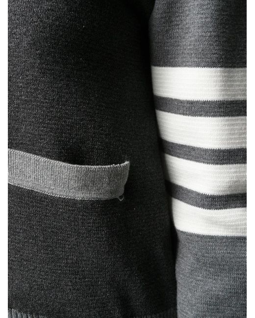 Thom Browne Gray Funmix Crepe 4-Bar V-Neck Cardigan