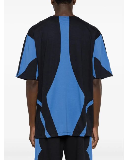 Amir Slama Blue Panelled Round-Neck T-Shirt for men
