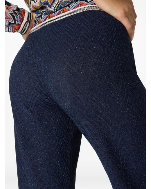 Missoni Blue Zigzag Pattern Flared Trousers