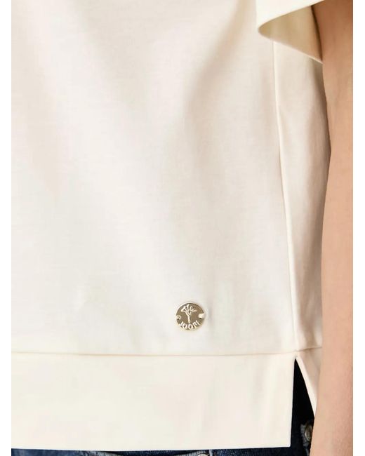 Joop! White Logo-Plaque Side-Slit T-Shirt